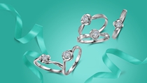 K金铂金钻石戒指，产品静物创意图